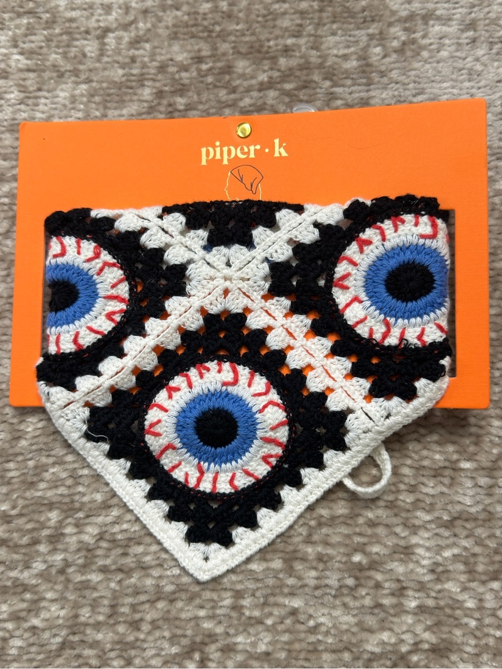 Witchy Piper•K Crochet Bandana Spooky Eye Halloween Boho